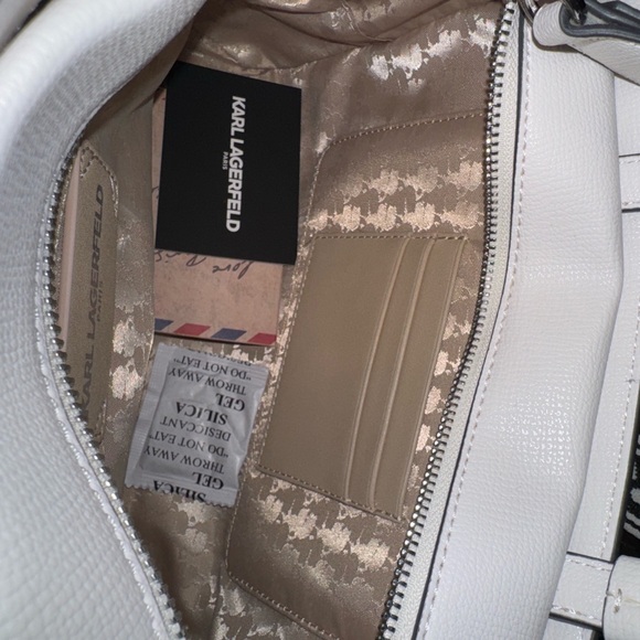 KARL LAGERFELD MAYBELLE BLACK WHITE SATCHEL TOTE CROSSBODY - Picture 11 of 11